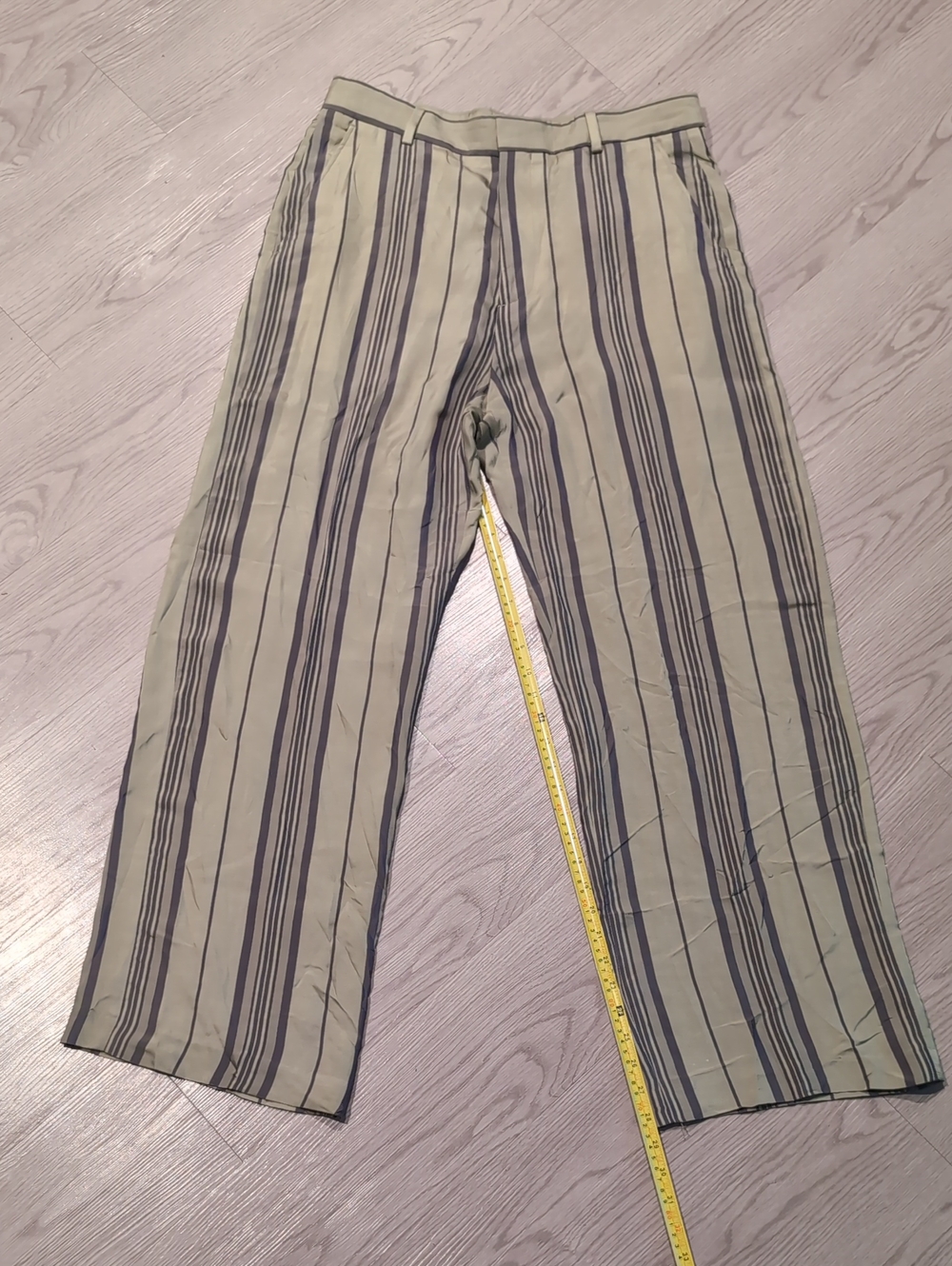 Zara  Man edition Men's Green Striped Casual Flared Pants